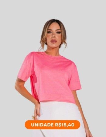 Cropped Malha Penteada (cor: Rosa Neon) | Grade 10 pçs |