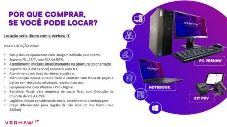 Desktop Pc Verhaw I3 10ª Ger. 8gb SSD 240gb - Win Pro – Monitor 18,5 - LOCAÇÃO VERHAW IT