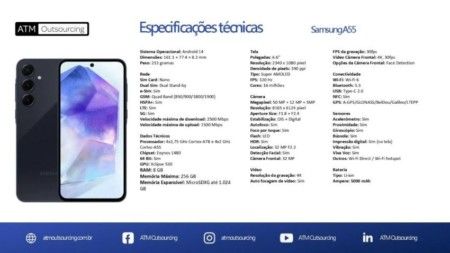 ATM - Full Outsourcing - Aluguel Samsung A55 (Mensal) Mín.3