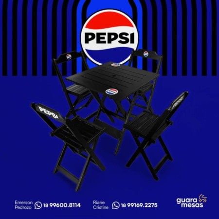 Conjunto Dobrável Madeira 70x70 Pepsi