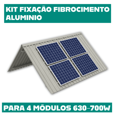 KIT FIXAÇÃO FIBROCIMENTO PARAFUSO PARA METAL P/4 MODULOS DE 630-700W
