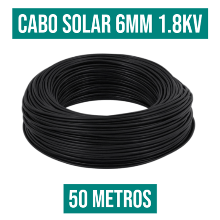 CABO SOLAR  1.8kv 6,00mm PRETO - 50mt