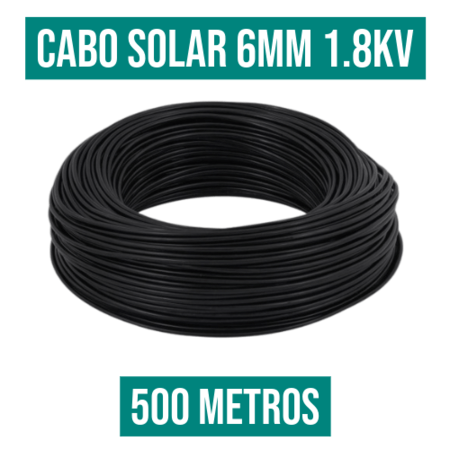 CABO SOLAR  1.8kv 6,00mm  PRETO - 500mt