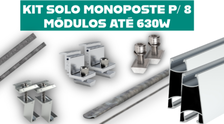 KIT SOLO MONOPOSTE P/ 8 MÓDULOS ATÉ 630W
