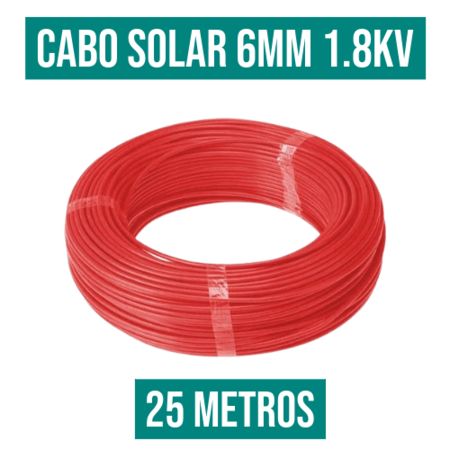 CABO SOLAR  1.8kv 6,00mm VERMELHO - 25mt