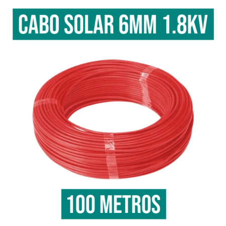 CABO SOLAR  1.8kv 6,00mm VERMELHO - 500mt
