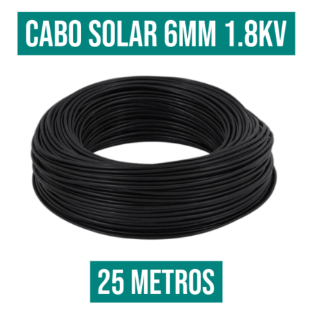 CABO SOLAR  1.8kv 6,00mm PRETO - 25mt