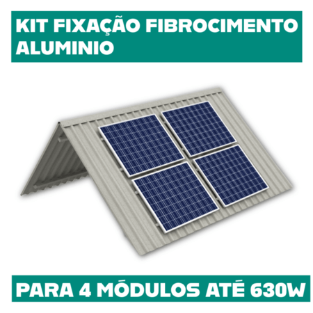 KIT FIXAÇÃO FIBROCIMENTO PARAFUSO P/METAL P/4 MODULOS ATÉ 630W
