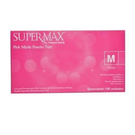 LUVA DE PROCEDIMENTO PINK NITRILO SUPERMAX