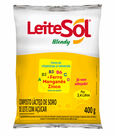 COMPOSTO LÁCTEO DE SORO DE LEITE COM ACUCAR LEITESOL BLENDY 25 X 400 g