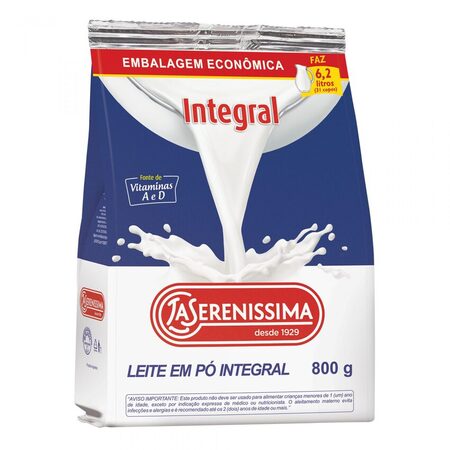 LEITE EM PO INTEGRAL LA SERENISSIMA 10X800G.
