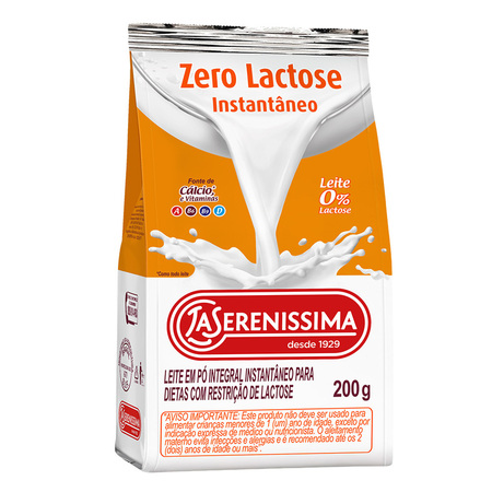 LEITE EM PO INTEGRAL INST. ZERO LACTOSE LA SERENISSIMA 40X200G
