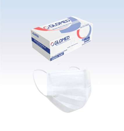 Máscara Desc. Tripla c/ Elástico Branca - Cx c/ 50 Und