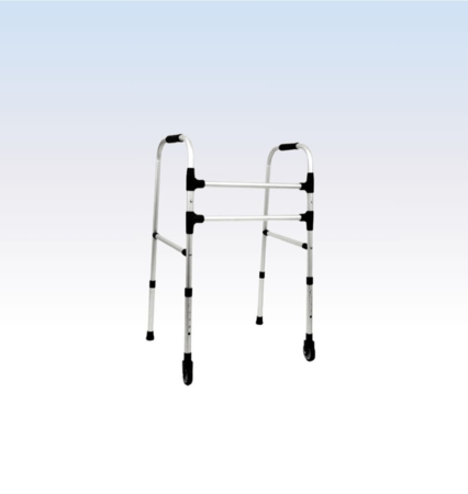 Andador Alumínio 2 Barras Fixo c/ Rodas Sequencial - Und