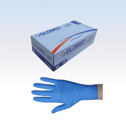Luva de Procedimento Nitril Azul sem Pó M - Cx c/100 Und