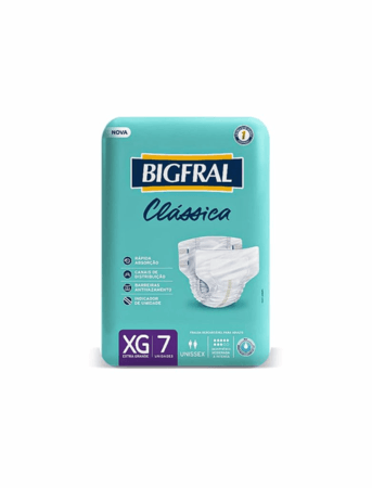 Fralda Adulta Descartável Tam EG Clássica - Pct com 7 und