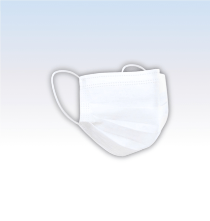 Máscara Desc. Tripla c/ Elástico Branca - Pct c/ 50 Und