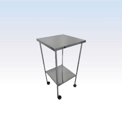 Mesa auxiliar 40 x 40 x 80 inox c/ rodas