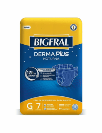 Fralda Adulta Descartável Tam G Noturna Bigfral - Pct com 7 und
