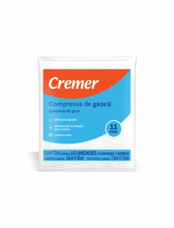 Compressa 7,5 x 7,5 11 Fios Nidia Cremer - Pct com 500 und