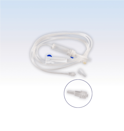 Equipo Macrogotas Luer Lock de Plástico Completo com Injetor Lateral, Entrada de Ar e Filtro - Und