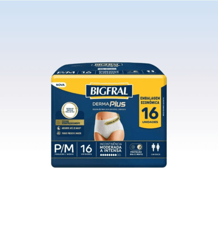 Roupa Íntima P/M Derma Plus Bigfral - Pct com 16 und