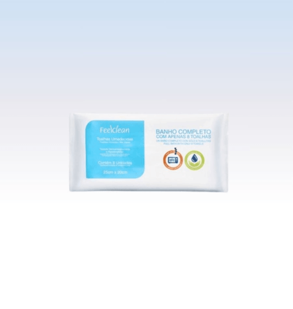 Toalhas umedecidas banho completo c/ 8un feelclean