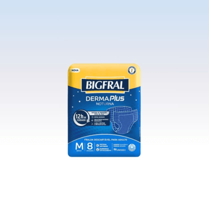 Fralda Adulta Descartável Tam M Noturna Bigfral - Pct com 8 und