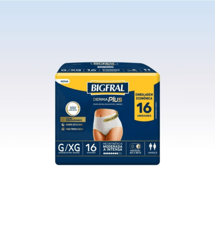 Roupa Íntima G/XG Derma Plus Bigfral - Pct com 16 und