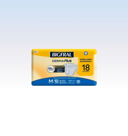 Fralda Adulta Descartável Tam M Derma Plus Bigfral - Pct com 18 und