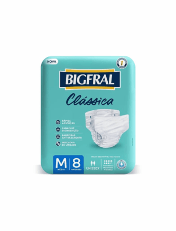 Fralda desc. adulto m c/ 8 un classica bigfral