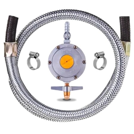 Registro Gás Botijão P13 +Mangueira aço 2,50mt +Abraçadeiras