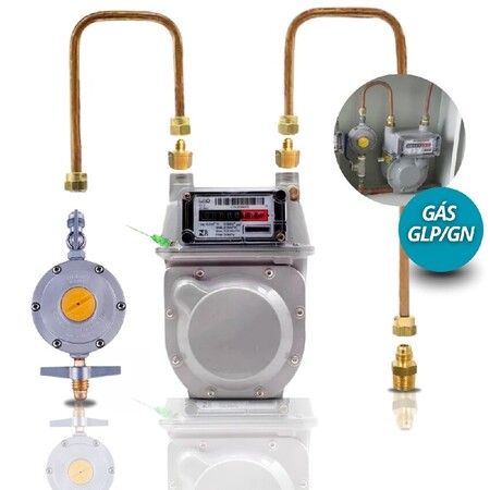 Kit medidor gás G-1 LAO com Regulador Aliança 506/09 2kg/h