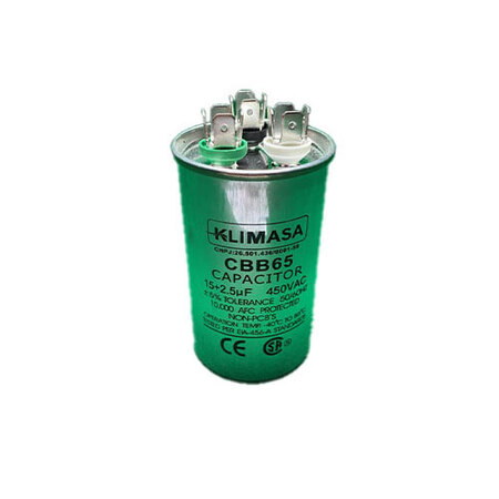 CAPACITOR PERMANENTE DUPLO ALUM. 15+2.5UF - 450VAC