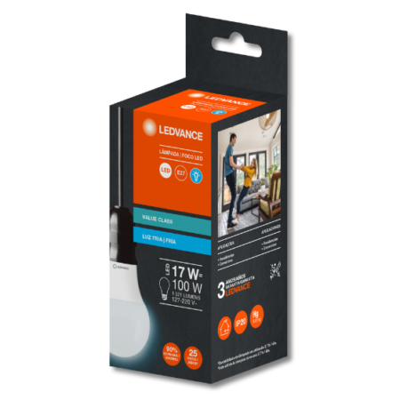 LÂMPADA LEDVANCE  A100 17W 850 E27 BIVOLT – LUZ BRANCA FRIA