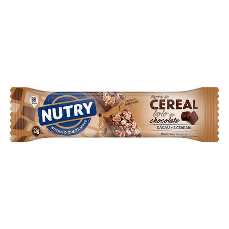 Barra de Cereal Bolo de Chocolate Nutry Pacote 22g