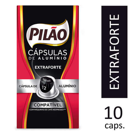 Café em Cápsula Torrado e Moído Espresso Extraforte Pilão Caixa 52g 10 Unidades