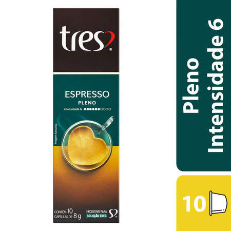 Café em Cápsula Torrado e Moído Espresso Pleno 3 Corações Caixa 80g 10 Unidades