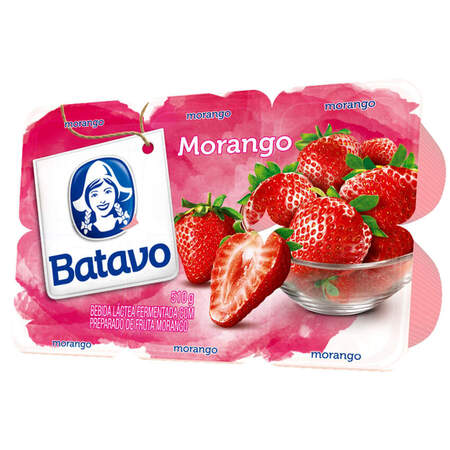 Bebida Láctea Fermentada Morango Batavo Bandeja 510g 6 Unidades