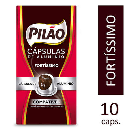 Café em Cápsula Torrado e Moído Espresso Fortíssimo Pilão Caixa 52g 10 Unidades