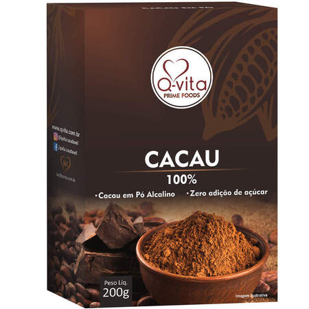 Cacau em Pó 100% Zero Adição de Açúcar Q-Vita Caixa 200g