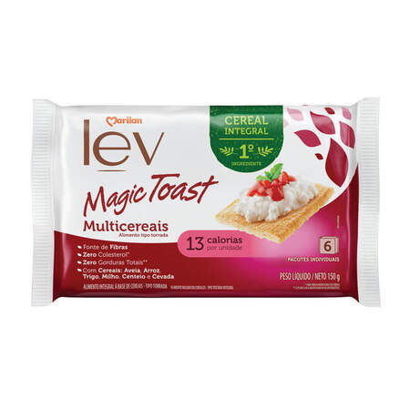Torrada Multicereais Integral Marilan Lev Magic Toast Pacote 150g 6 Unidades