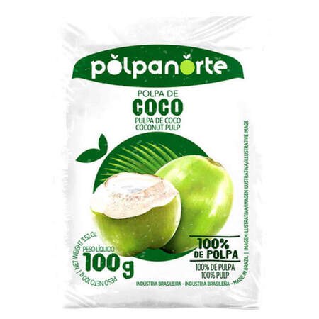 Polpa de Fruta Coco Congelada Polpanorte  Pacote 100g