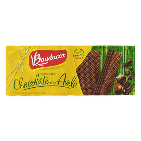 Biscoito Wafer Recheio Chocolate com Avelã Bauducco Pacote 140g