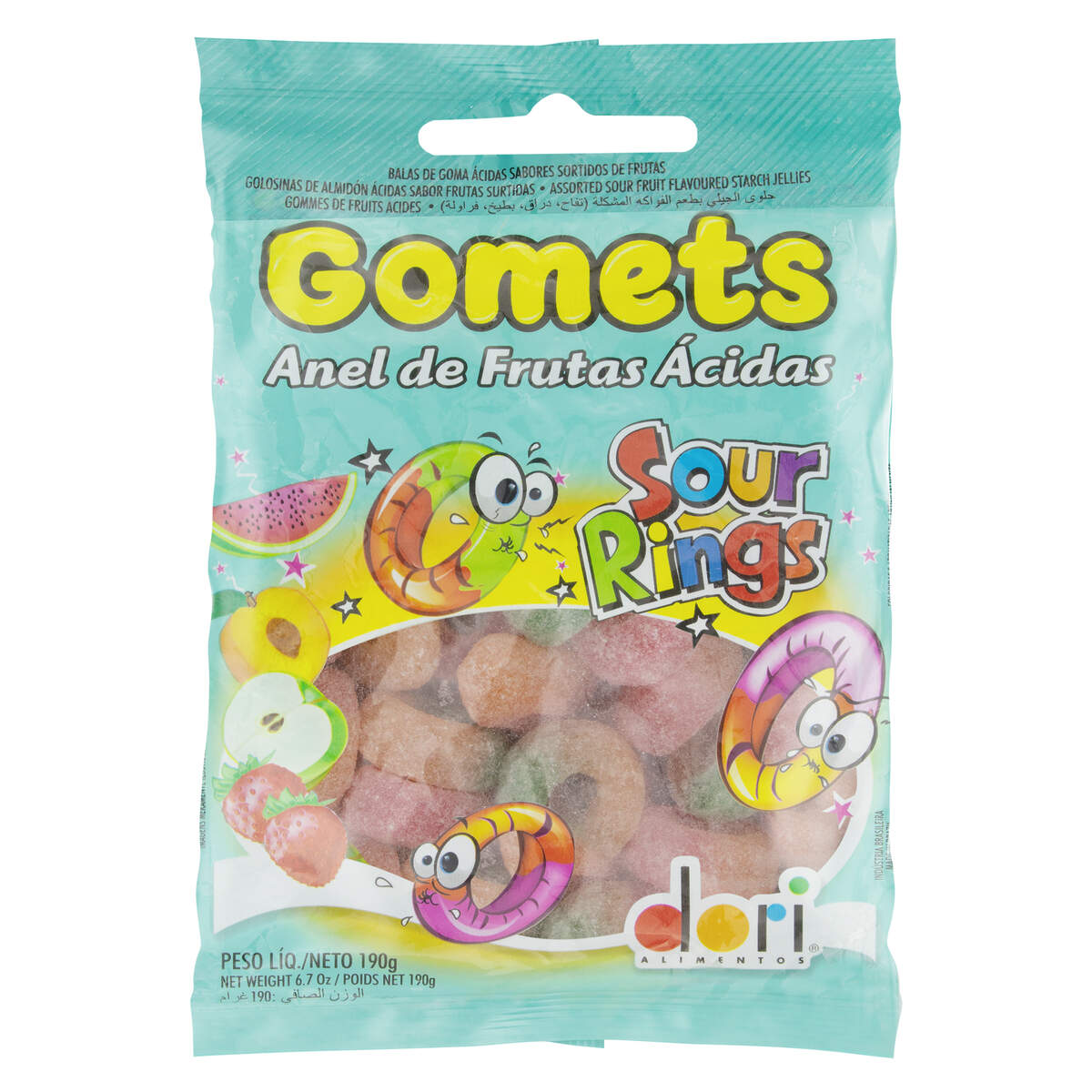 Bala de Goma Frutas Ácidas Anel Dori Gomets Pacote 190g - Minha Cooper