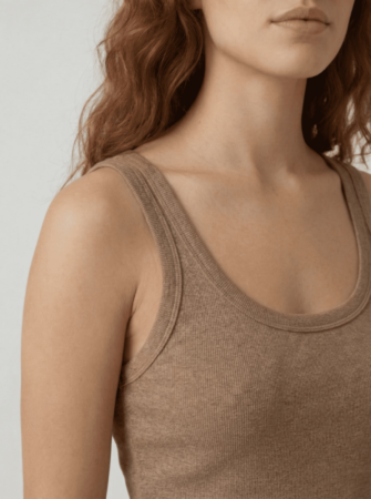 Regata Canelada Básica All Day Comfort Feminina Bege