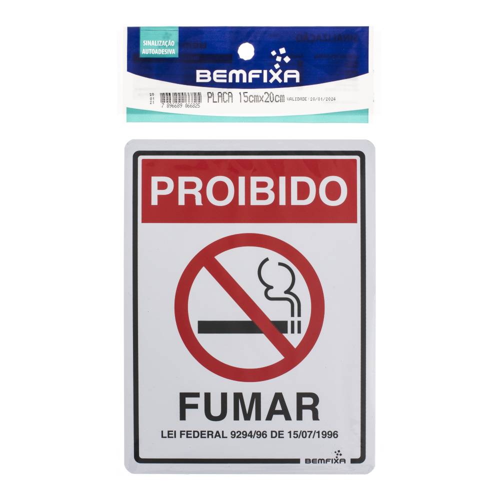 Placa De Sinalização Proibido Fumar Bemfixa Multicoisas 