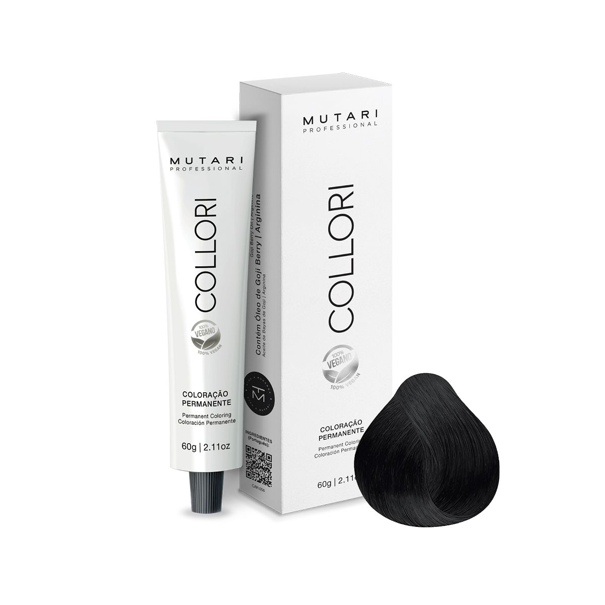 Tinta de Cabelo Preto 1.0 Mutari - Com Óleo de Goji Berry e Arginina