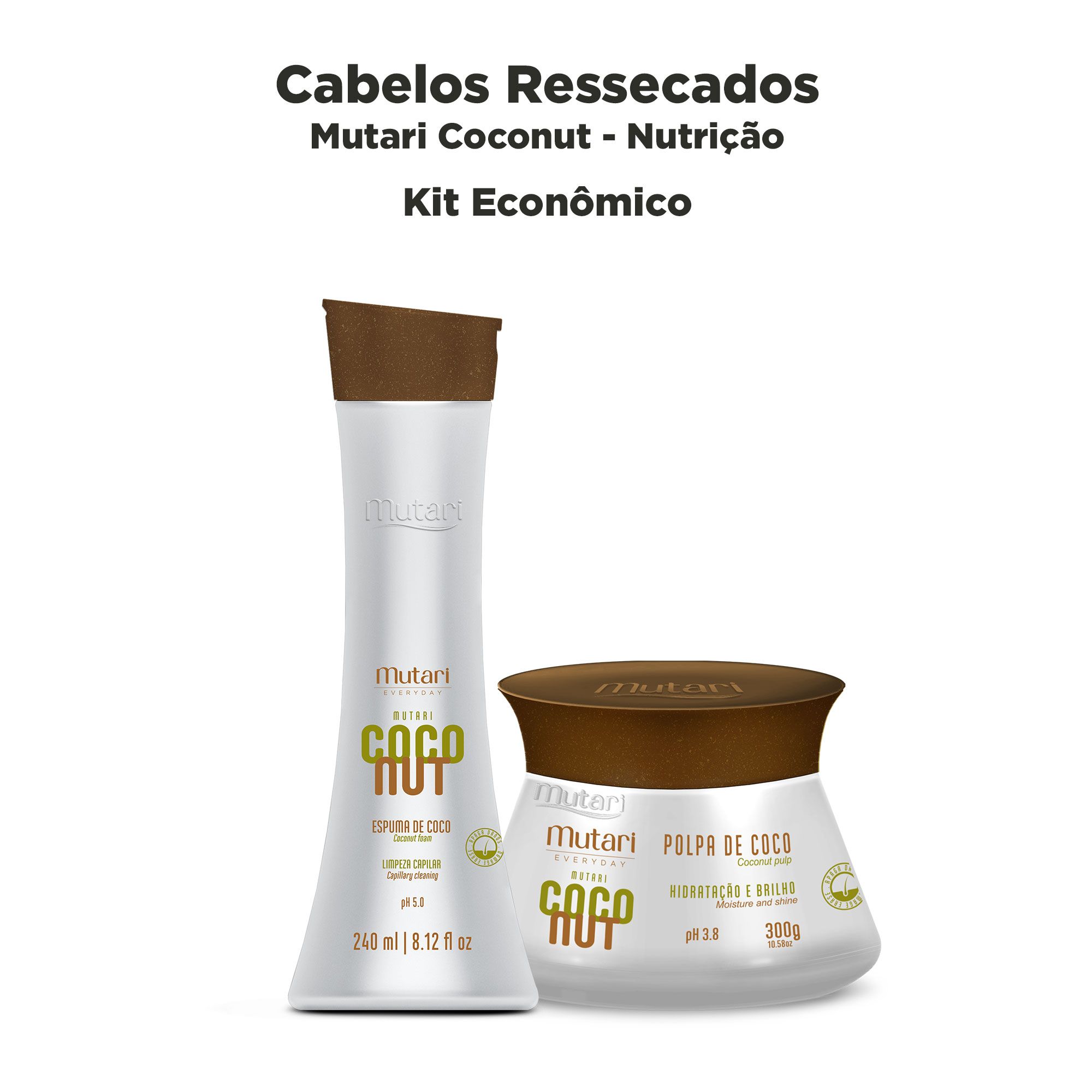 Nutrição Capilar Mutari Coconut  - Kit para Cabelos Ressecados - Mais Flexibilidade e Sedosidade