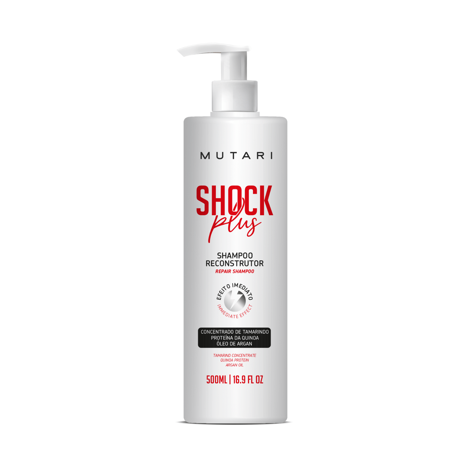 O Shampoo Reconstrutor Shock Plus PROF da Mutari 500ml - Antioxidante